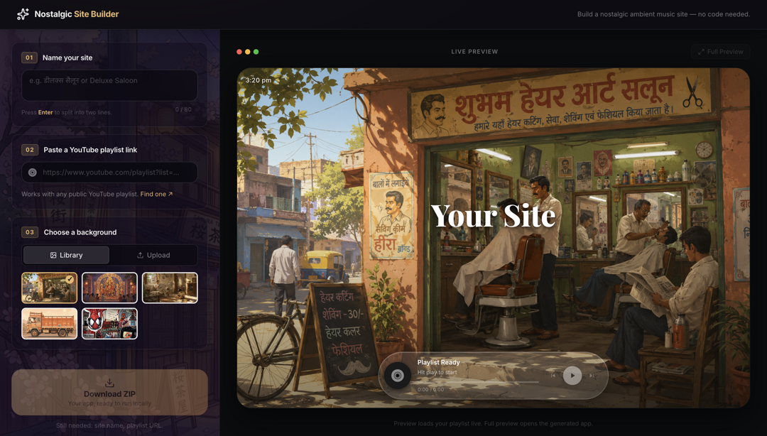 Nostalgic Site Builder